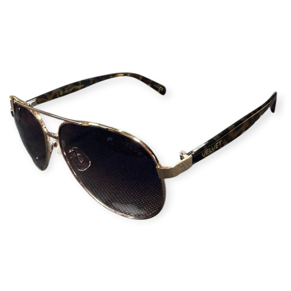 Velvet Bonnie Aviator Sunglasses Brown Frames Brown Lenses Retro w/ Case